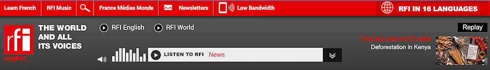 Screen capture of Radio France International website